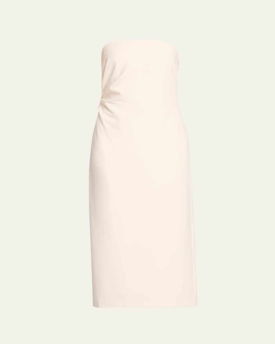 Strapless Draped Midi Dress
